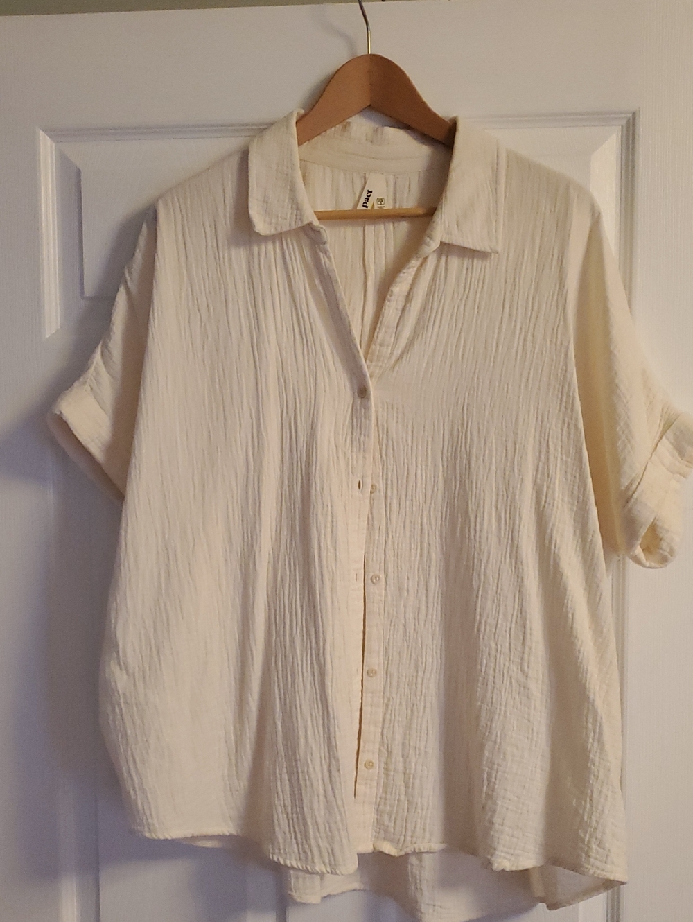 Pact Cream Textured Button-Up Shirt
